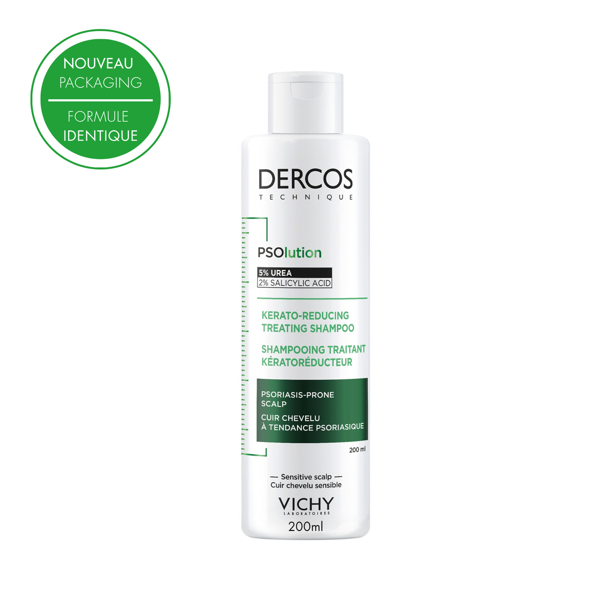 VICHY DERCOS TECHNIQUE SHAMPOING PSOLUTION Pour les cuirs chevelus à tendance psoriasique 200ml