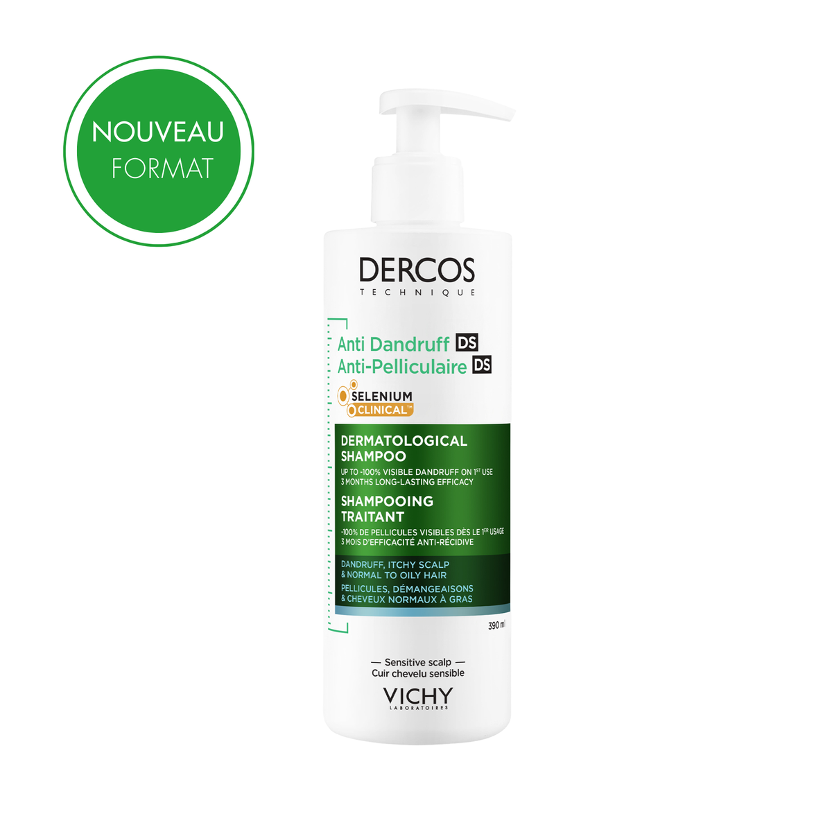 VICHY DERCOS SHAMPOING ANTI-PELLICULAIRE DS CHEVEUX GRAS 390ml