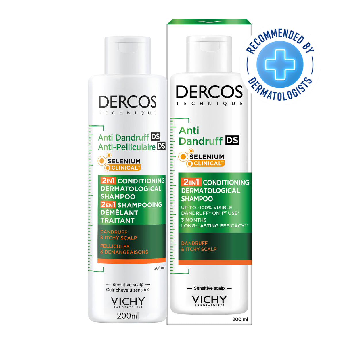 VICHY DERCOS SHAMPOOING 2EN1 ANTI-PELLICULAIRE DS ET DÉMÊLANT 200ML