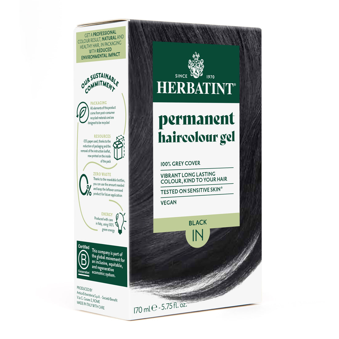 HERBATINT 1N NOIR SOIN COLORANT PERMANENT 170ML