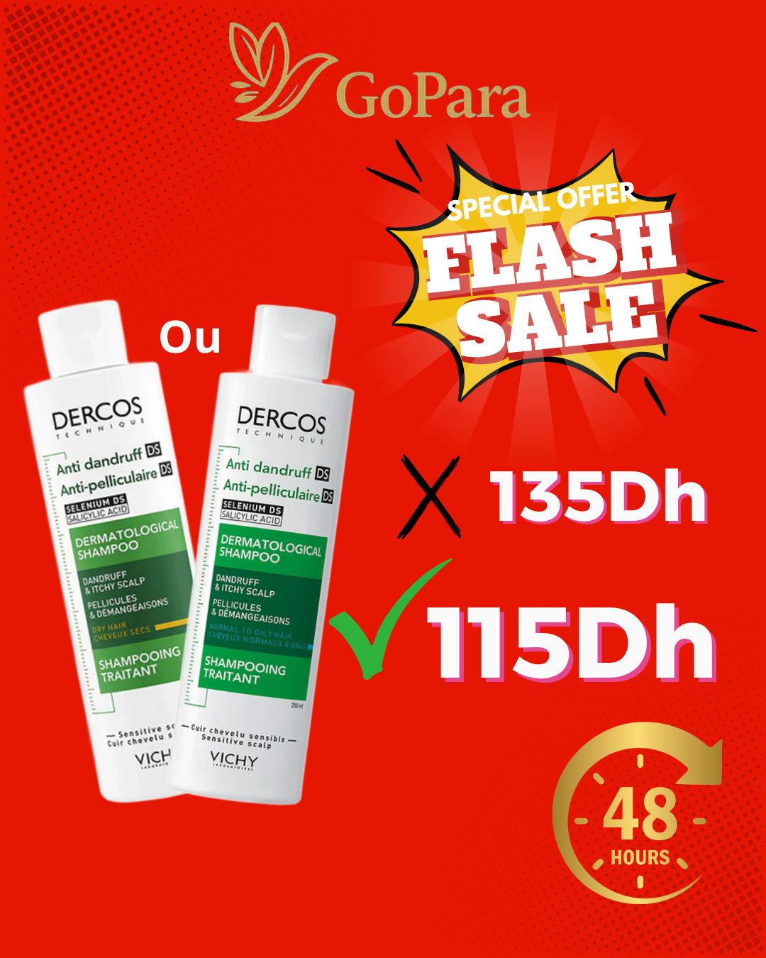 Dercos Anti pelliculaire 200 ml ( cheveux gras ou secs)