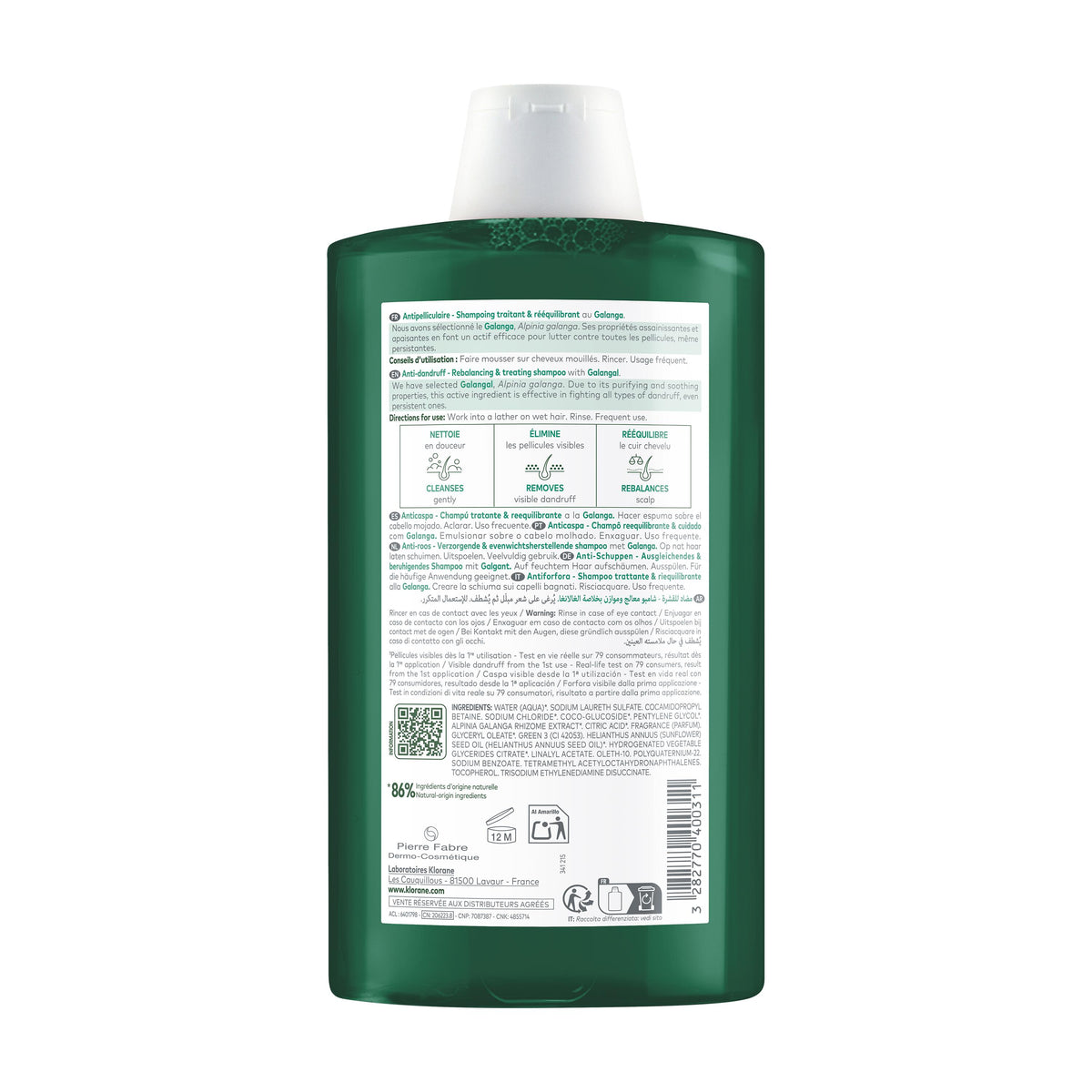 KLORANE SHAMPOIING ANTI PELLICULAR GALANGA 400ML