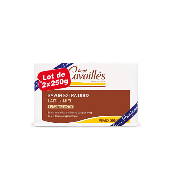 ROGÉ CAVAILLÈS SAVON SURGRAS EXTRA-DOUX – LAIT ET MIEL 250G x 2