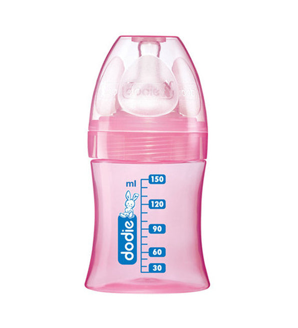 DODIE BIBERON INITIATION+ 150ML ROSE POUPÉE 0-6 M TÊTE RONDE 3 VIT D1