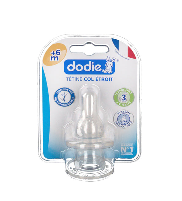 DODIE TETINE COL ETROIT ANTI COLIQUE D3 +6M LIQUIDE EPAIS X2