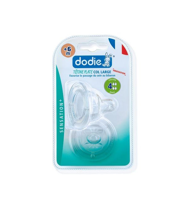 DODIE TETINE PLATE SENS+ ANTI COLIQUE D4 +6M LIQUIDE EPAIS X2