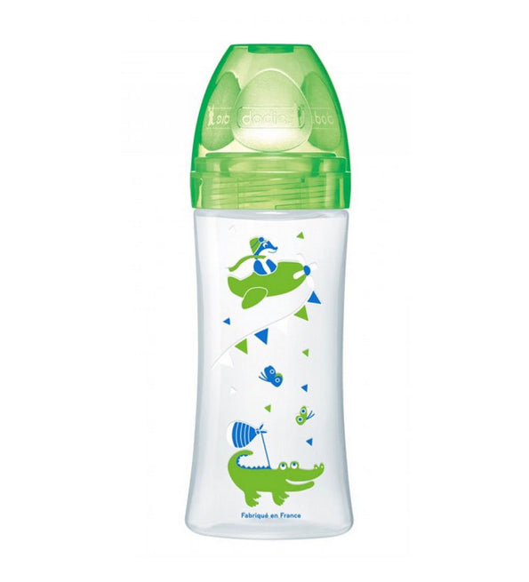 DODIE BIBERON SENSATION+ 330ML VERT DINOSAURE +6 M TÉT PLATE D3