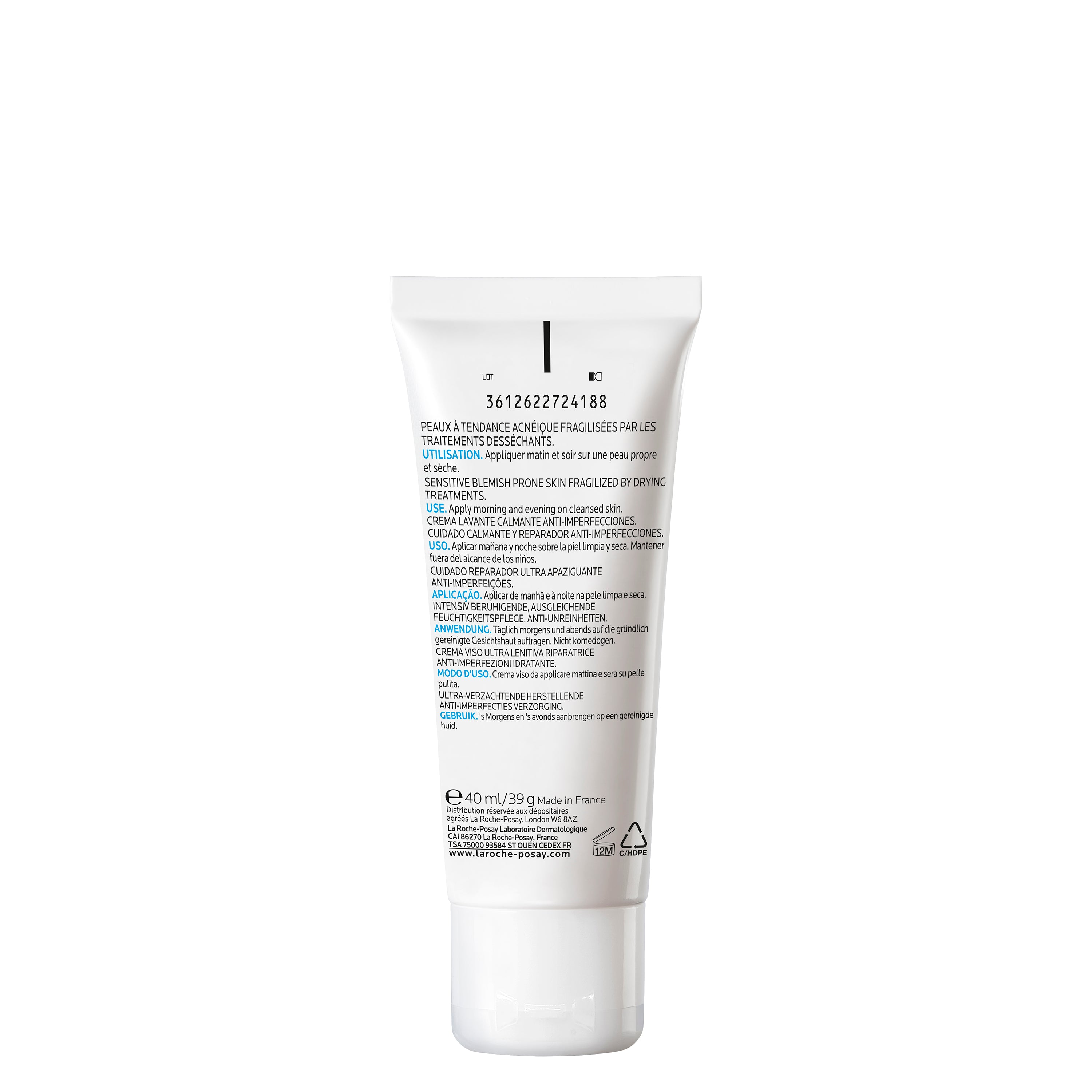 La-Roche-Posay EFFACLAR H ISO-BIOME soin réparateur apaisant anti-marques | Peau fragilisée par les traitements anti-acné | 40ml