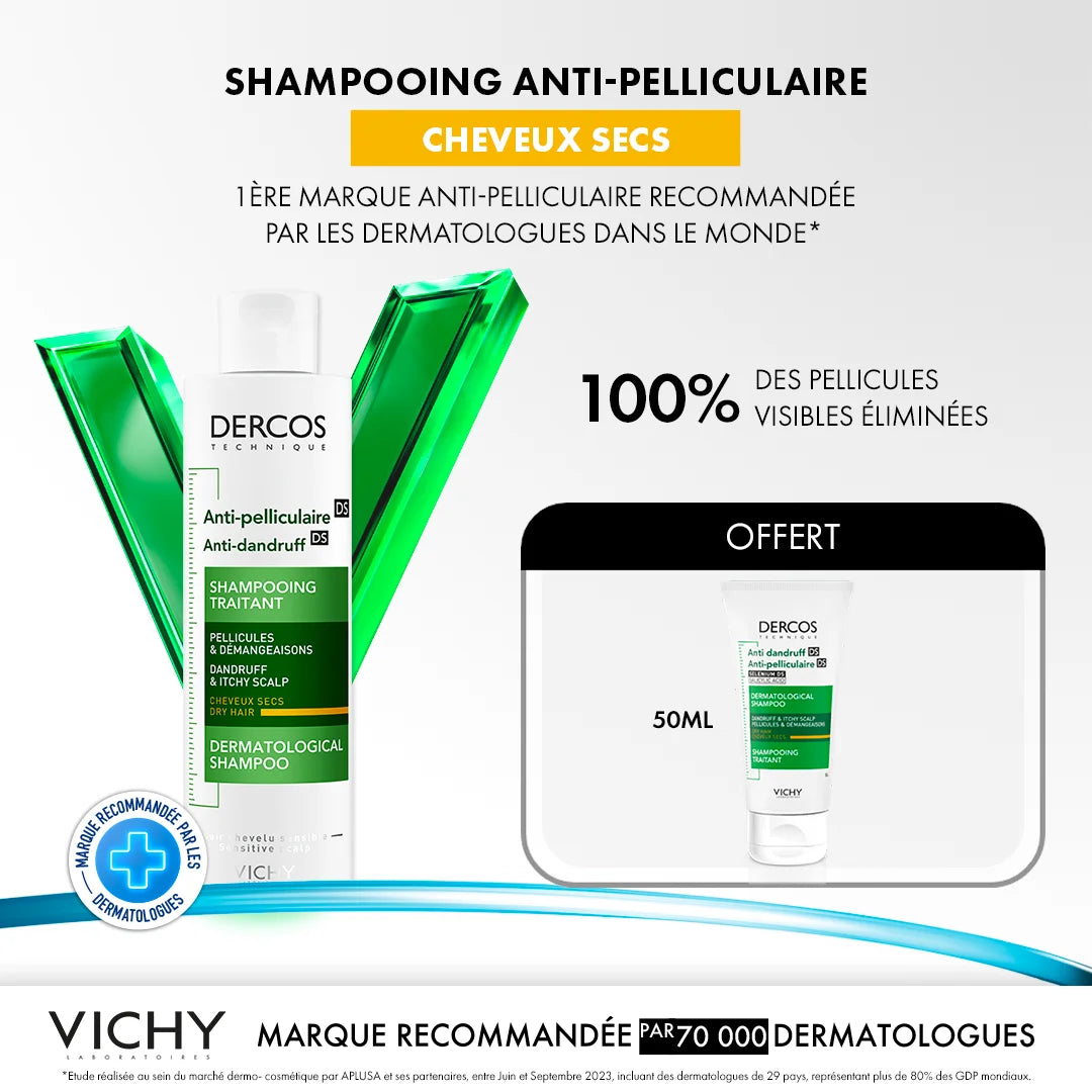 VH DERCOS SHP ANTI-PELLICULAIRES DS SECHES 200ML+50ML OFFERTE