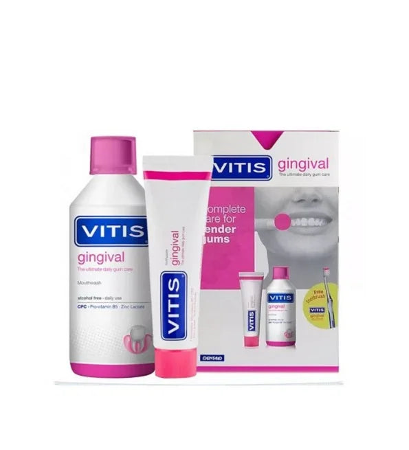 Vitis Gingival Dentifrice 75ml + Bain de Bouche 500ml + Brosse à Dent
