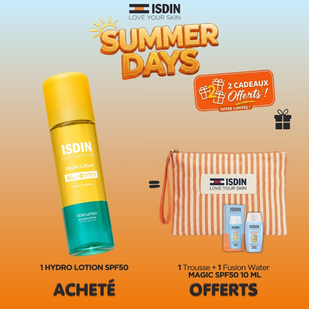 FOTOPROTECTEUR HYDRO LOTION SPF50+200ML + 1 trousse + 1 fusion water magic spf 50 10ml