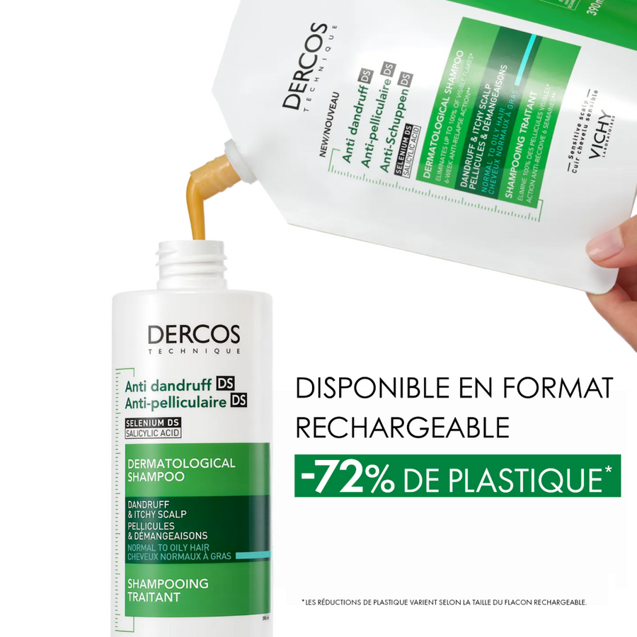 VICHY DERCOS SHAMPOIING ANTI-PELLICULAIRES DS GRASSES 200ML+50ML OFFERTE