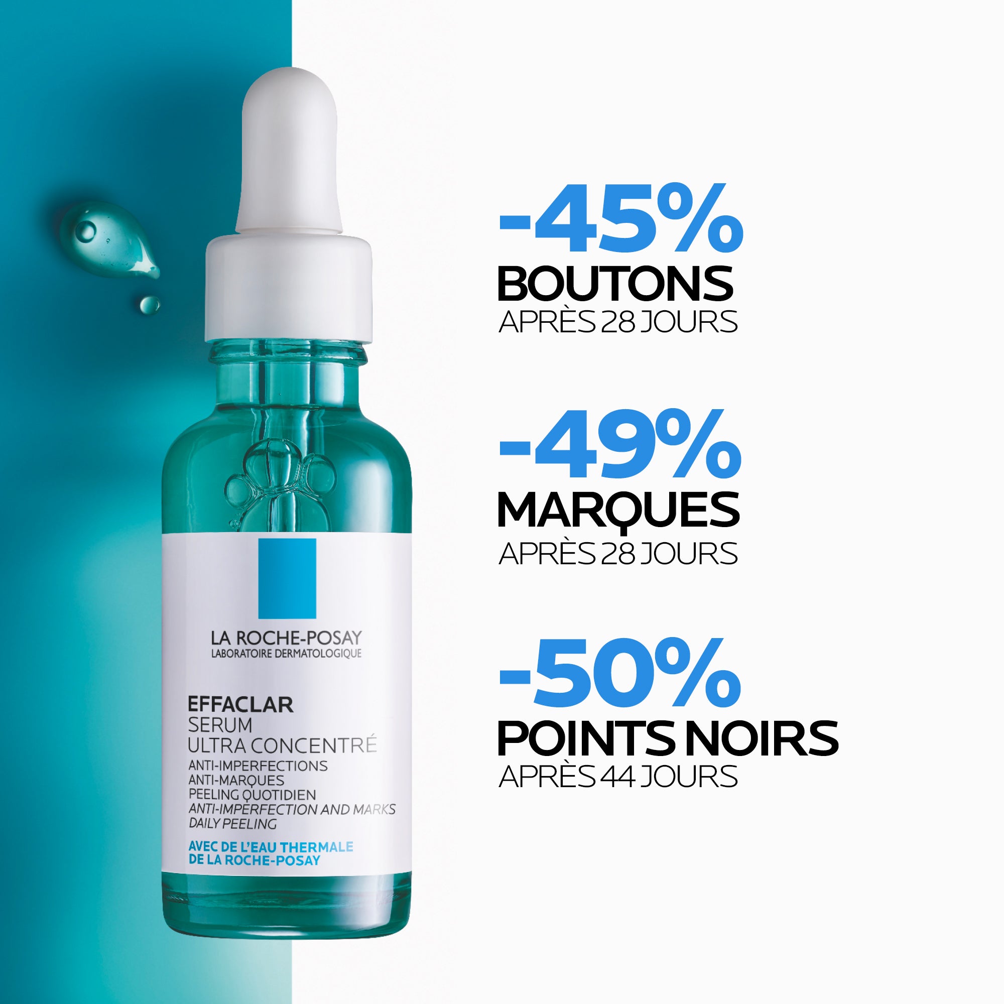 La Roche-Posay Effaclar Sérum à l'acide Salicylique Ultra Concentré | Peau à tendance acnéique | 30ml