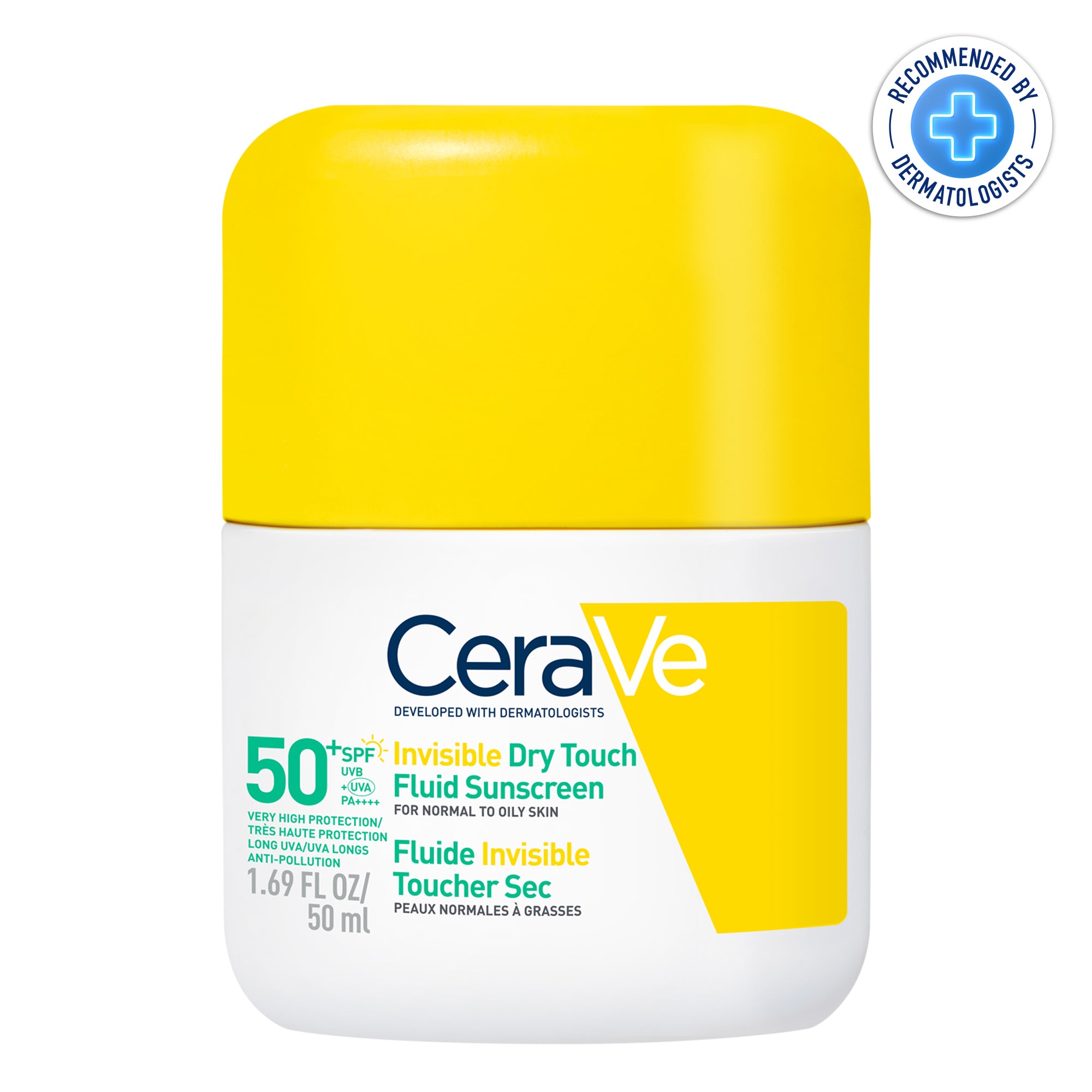 CERAVE Fluide Invisible Toucher Sec SPF50+ | Peau Normale à grasses | Tendance acnéique | 50ml