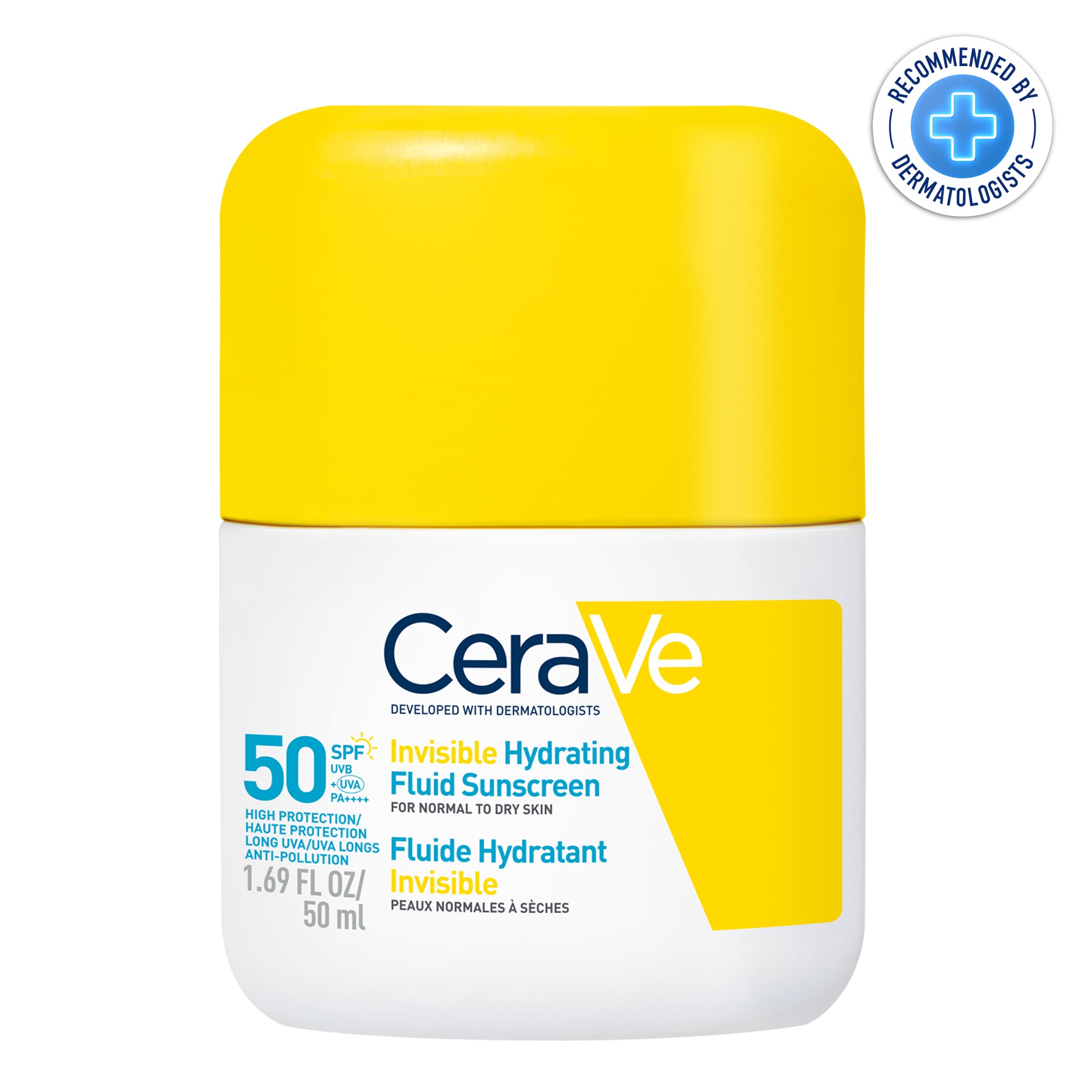 CERAVE Fluide Hydratant Invisible SPF50 | Peau Normale à Sèche | 50ml
