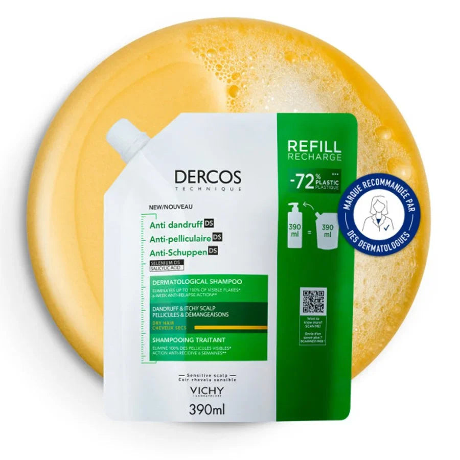 VH DERCOS SHP DS RECHARGE 390ML CHEVEUX SECS