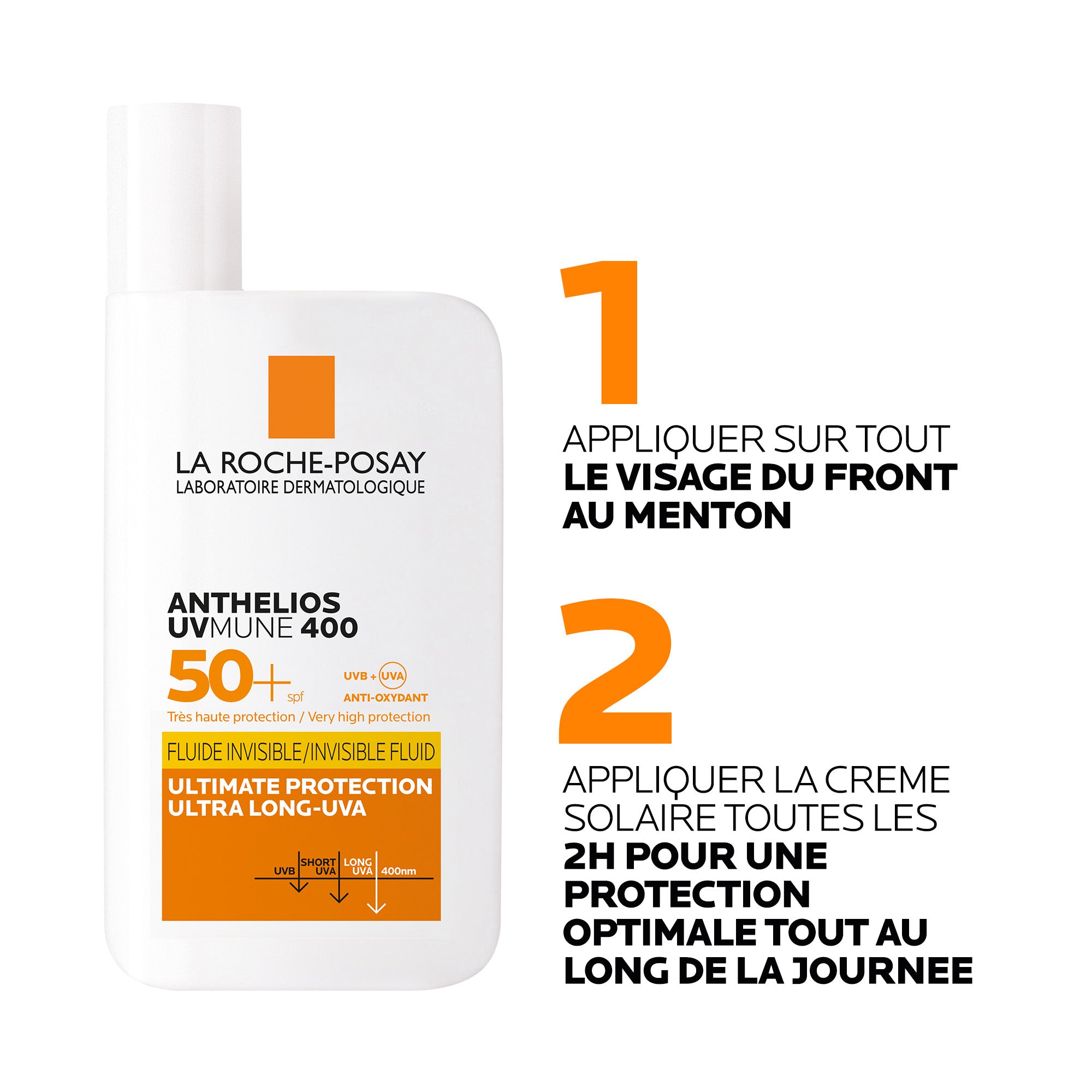 La Roche-Posay ANTHELIOS UVMUNE 400 Crème Solaire Fluide Invisible | peaux sensibles | 50ml