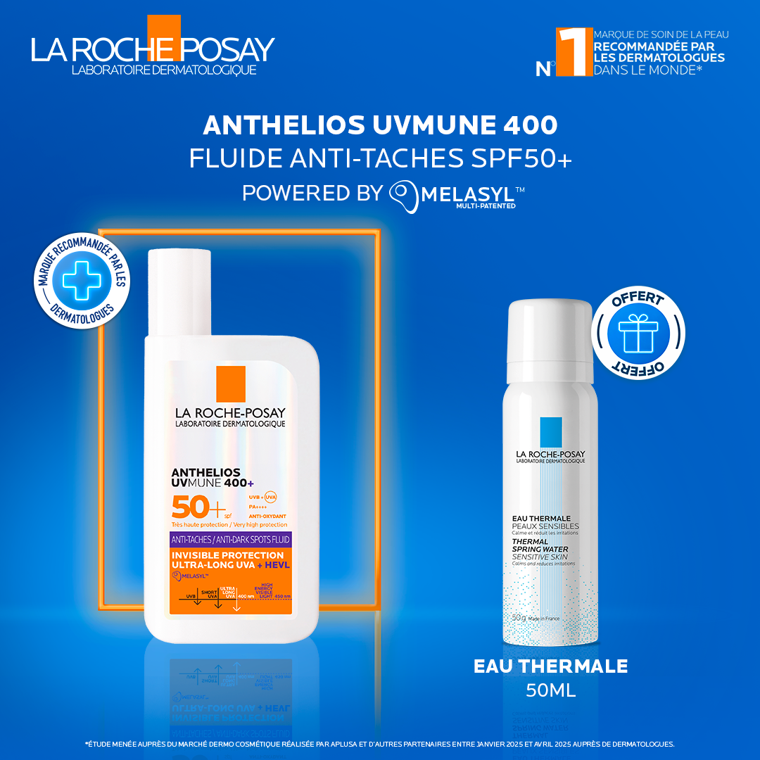 Offre Exclusive – Anthelios Fluide Anti taches Invisible + Eau Thermale 50 ml OFFERT