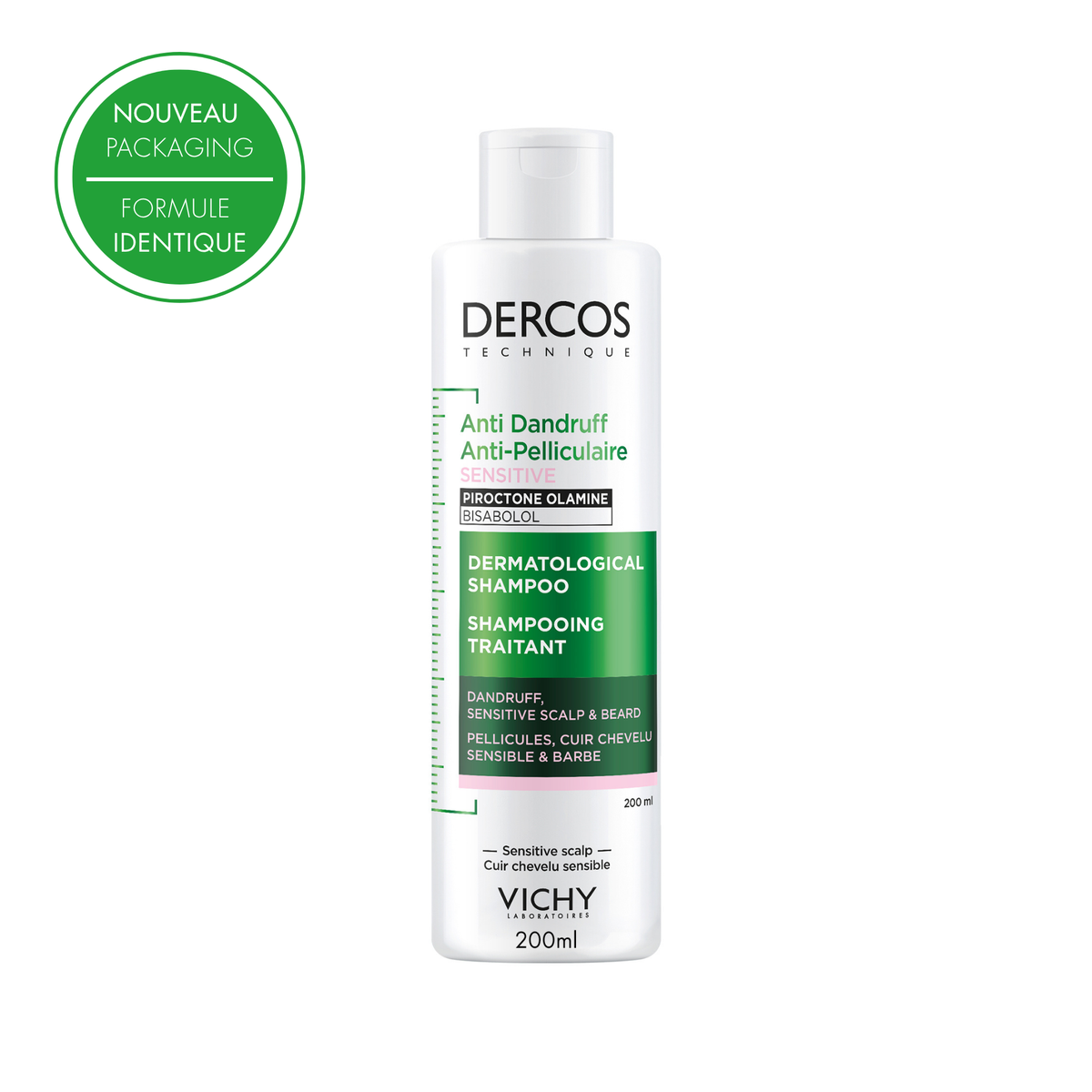Vichy Dercos Shampoing Traitant Anti-Pelliculaire Sensitive Cuir Chevelu Sensible 200ml