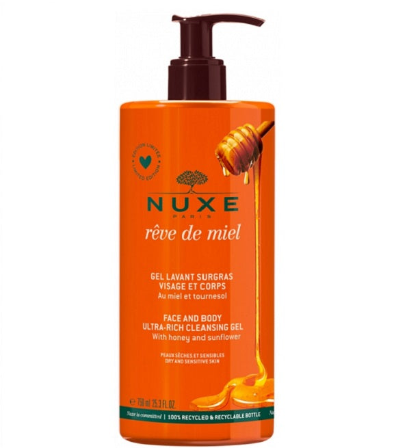 NUXE Rêve de Miel Gel Lavant Surgras Visage et Corps750 ml