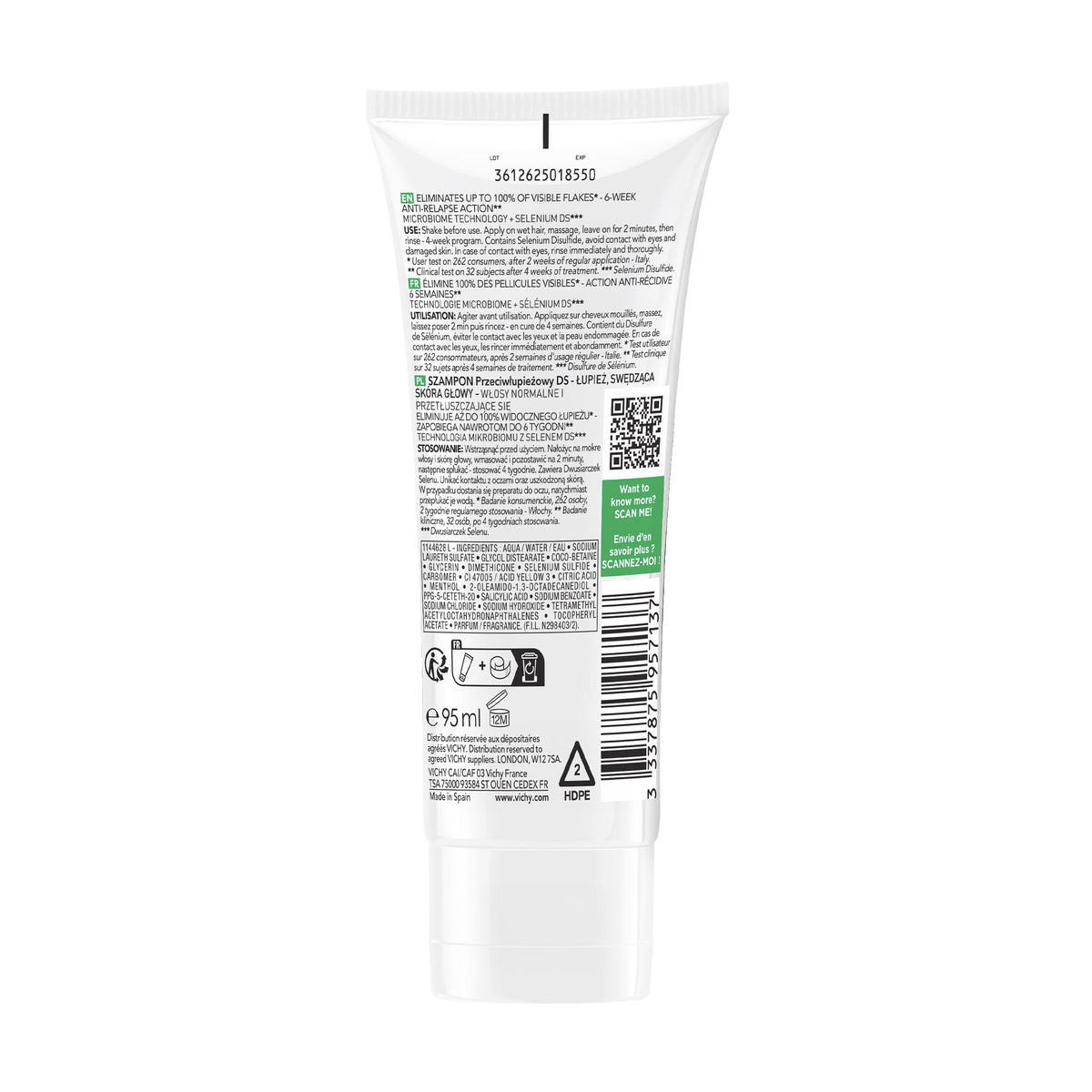 Vichy Dercos Shampooing traitant Antipelliculaire Cheveux Normaux à Gras 95ml