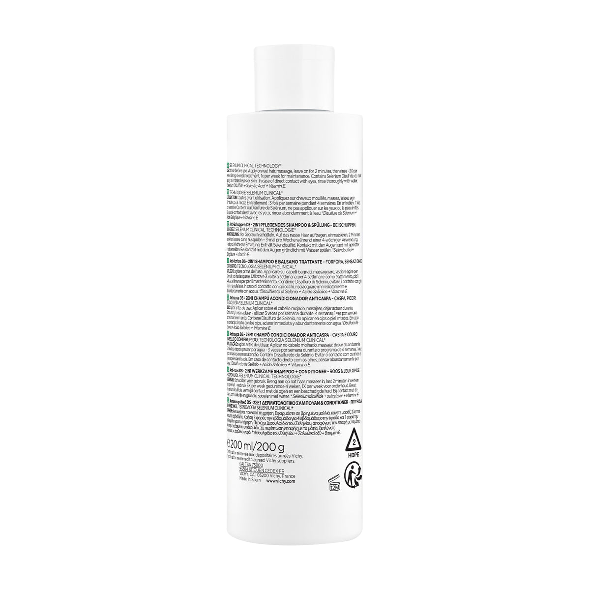 VICHY DERCOS SHAMPOOING 2EN1 ANTI-PELLICULAIRE DS ET DÉMÊLANT 200ML