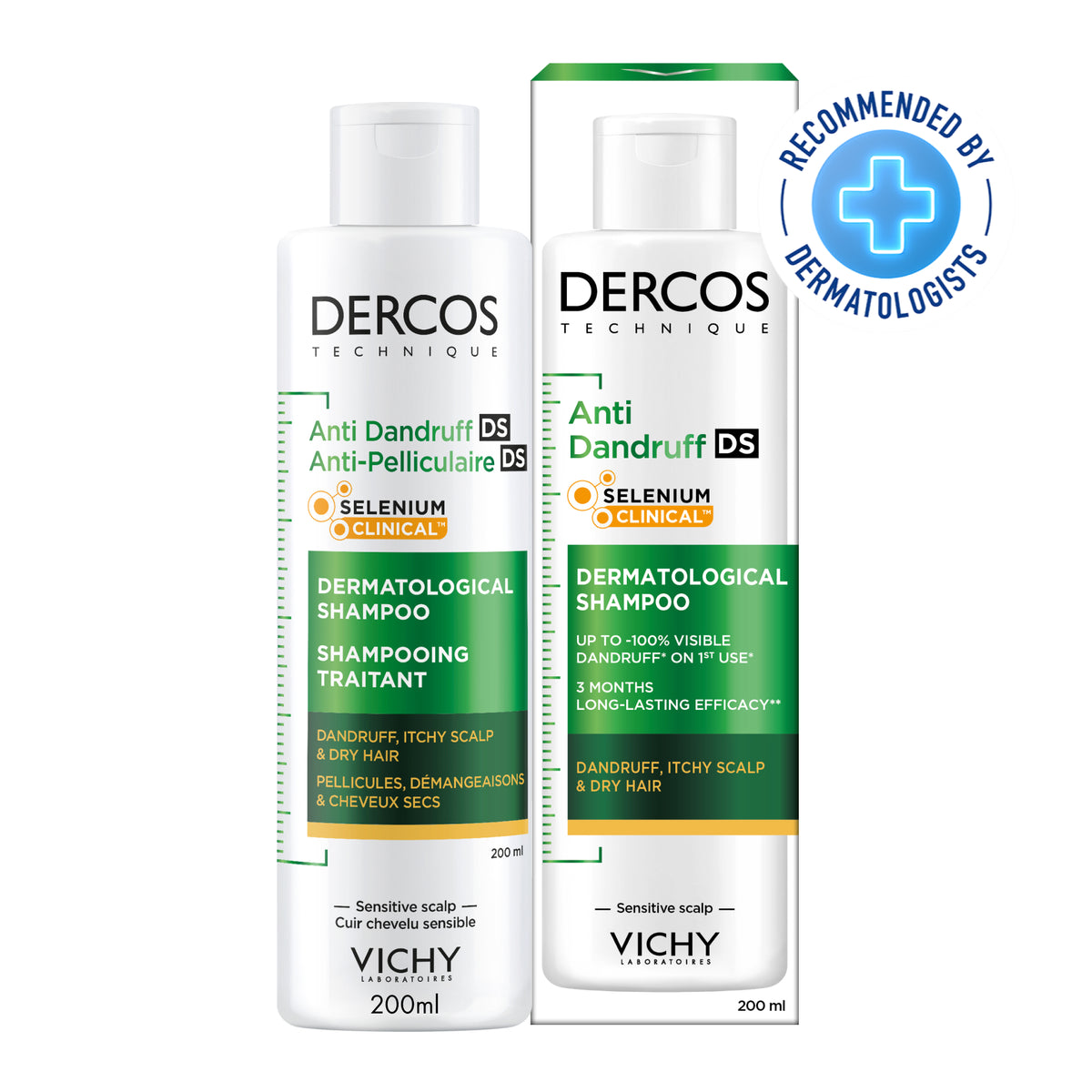Vichy Dercos Shampoing Traitant Anti-Pelliculaire Cheveux Secs | 200ml