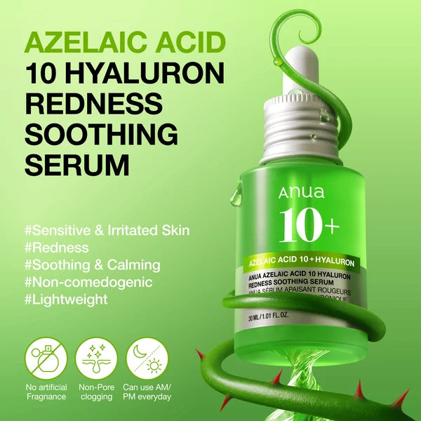AZELAIC ACID 10 HYALURON REDNESS SOOTHING SERUM 30mL_GLB