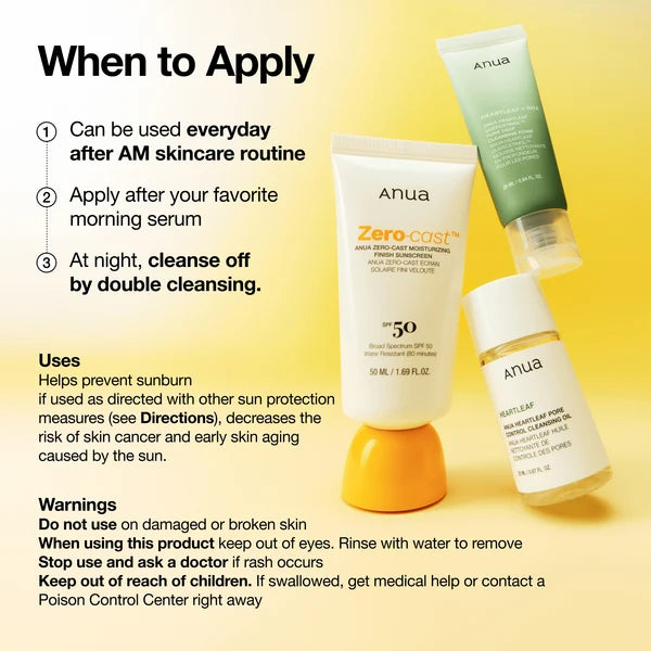 ANUA ZERO-CAST SUNSCREEN SPF50+ 50ML