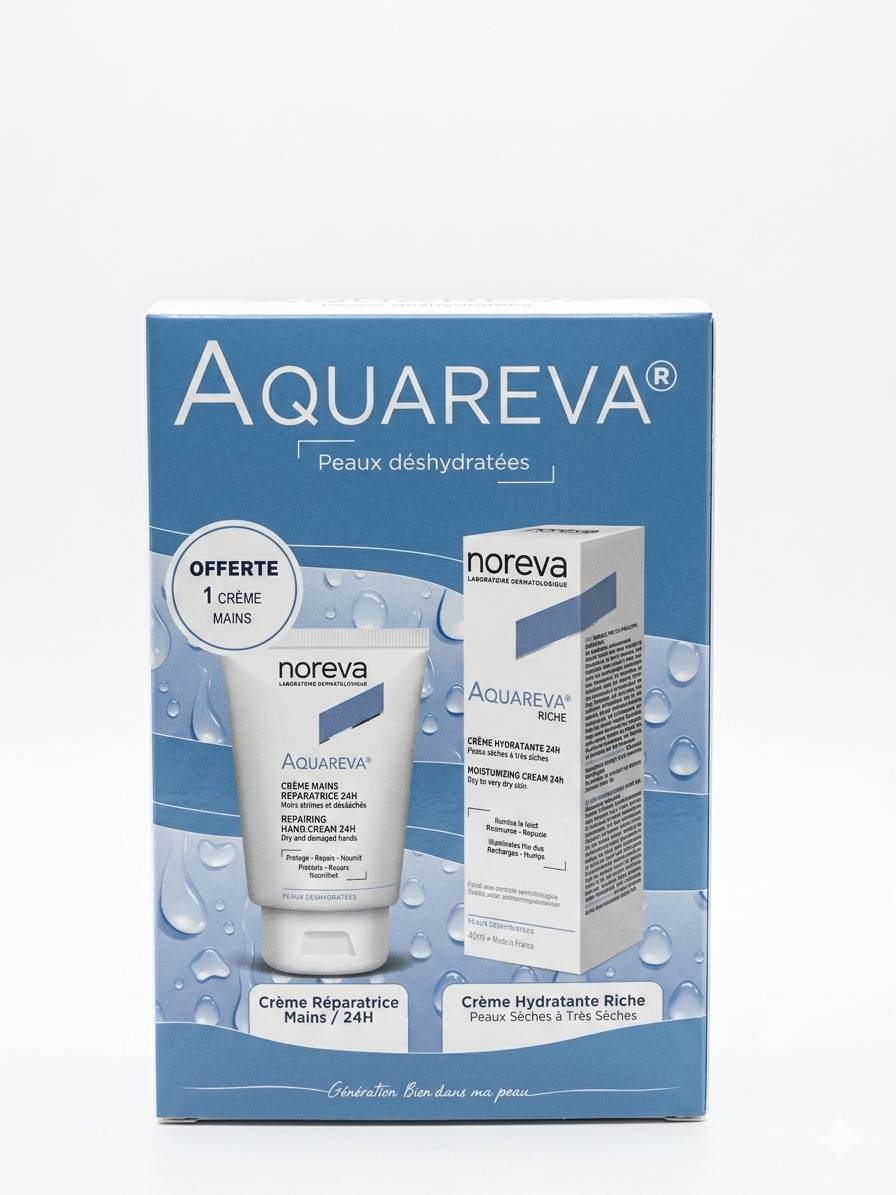 AQUAREVA CREME RICHE 24H 40ML + CREME REPARATRICE MAINS 24H 50ML