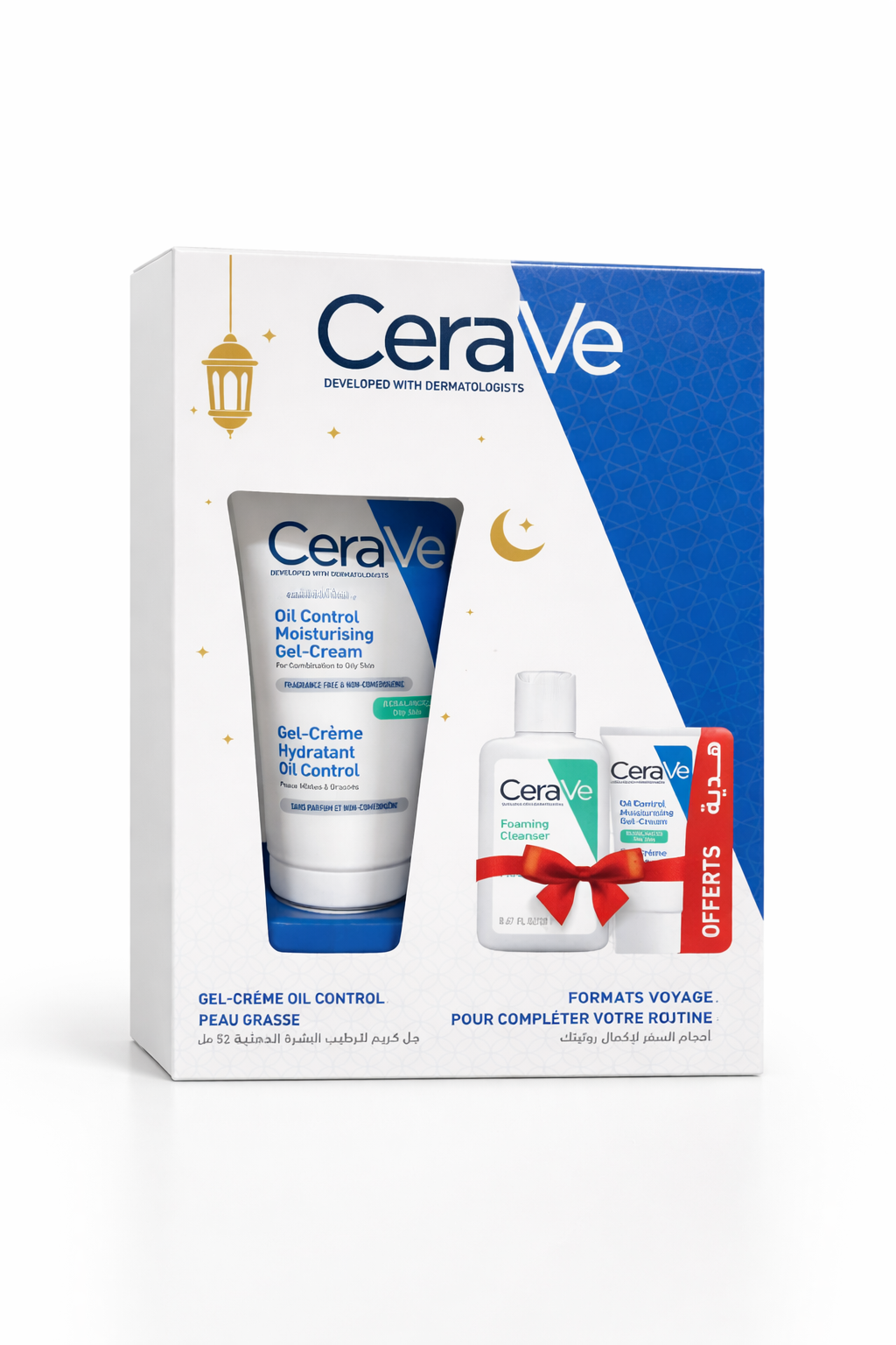 Offre CeraVe Gel-Crème Hydratant Oil Control Visage Peaux mixtes à grasses | 52ML + 20ml gel moussant + 8 ml baume hydratant