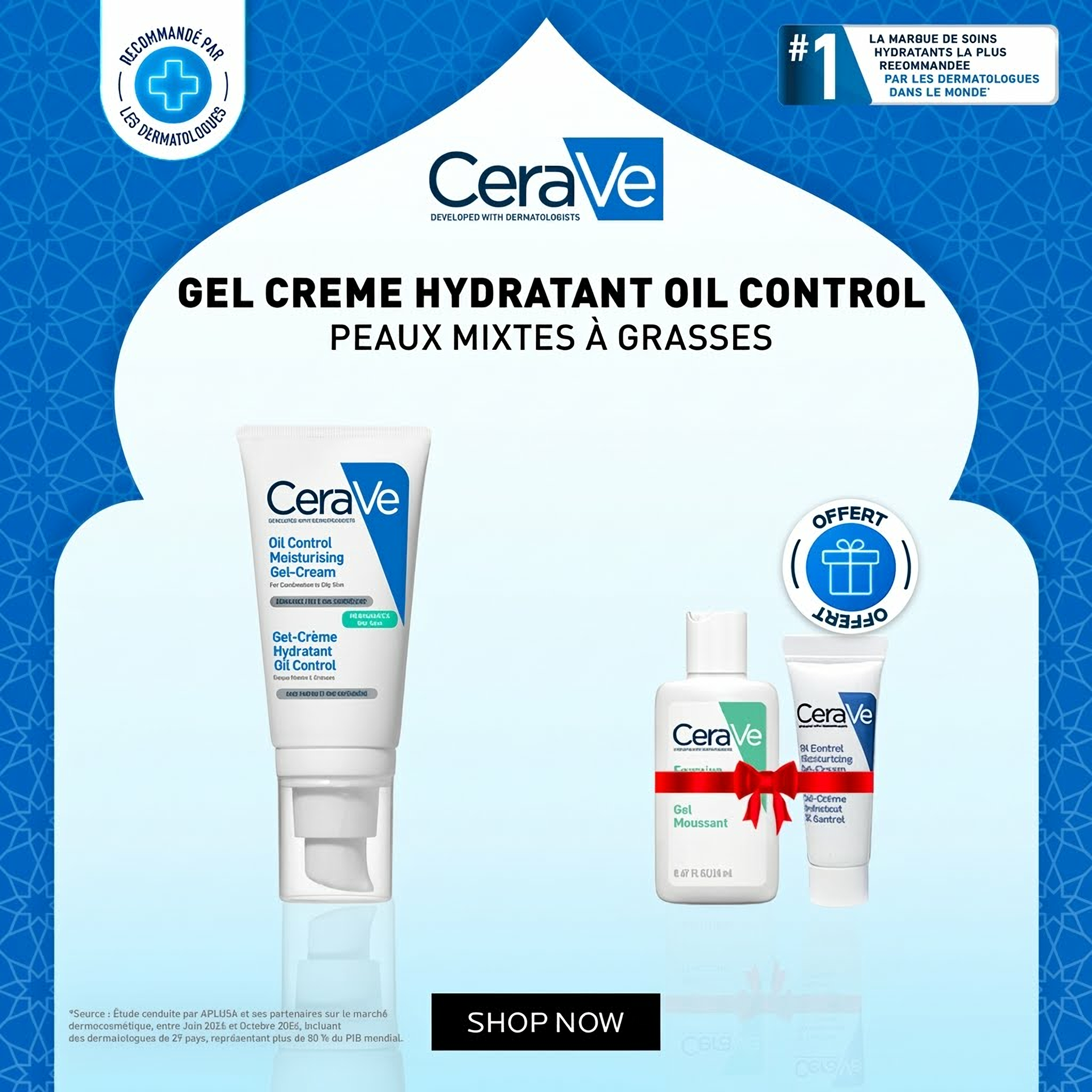 Offre Ramadan CeraVe : Gel creme hydratant oil control + Gel Moussant Visage et creme hydratant OFFERT