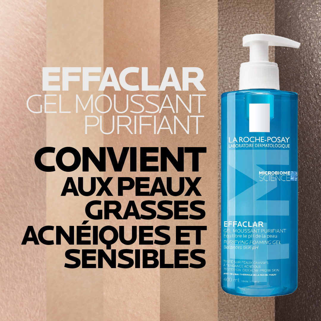 La Roche Posay Effaclar +M Gel Moussant Purifiant Nettoyant |Peaux grasses à tendance acnéique | 400ML