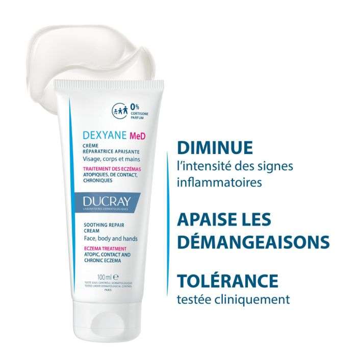 Ducray - Dexyane MeD Crème Réparatrice Apaisante Visage, Corps & Mains | 100ml