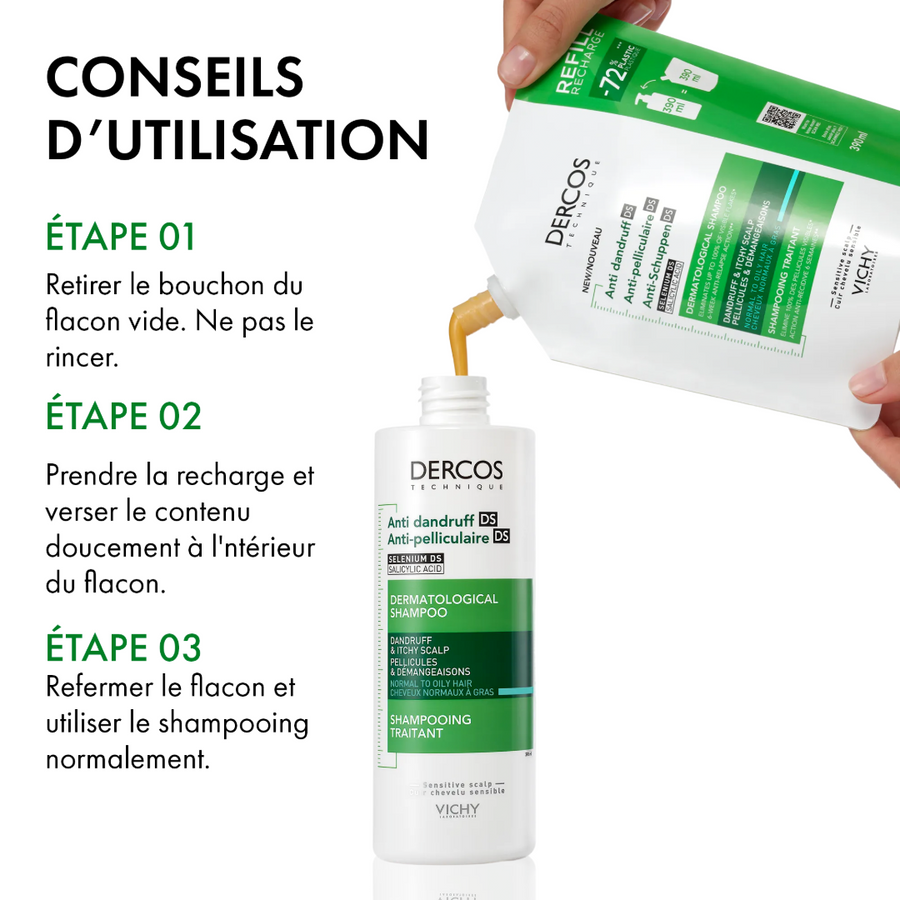 VICHY DERCOS SHAMPOIING DS RECHARGE 390ML CHEVEUX GRAS