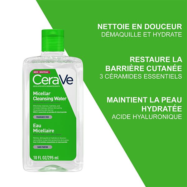 CeraVe – Eau Micellaire Démaquillante Hydratante – 295 ml