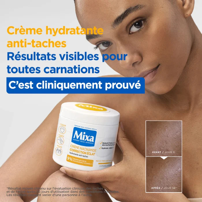 MIXA Crème Niacinamide Correction Eclat Hydratante Anti-Taches pour Peaux Très Sèches avec Taches 400 ML