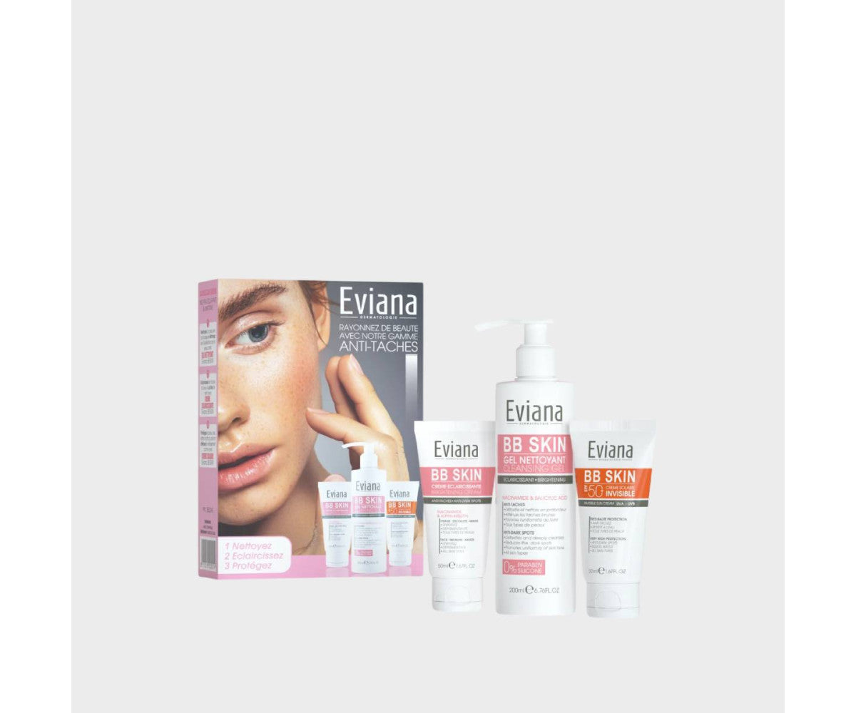 Eviana Creme Eclaircissant + Gel Nettoyant + Ecran Invisible PACK