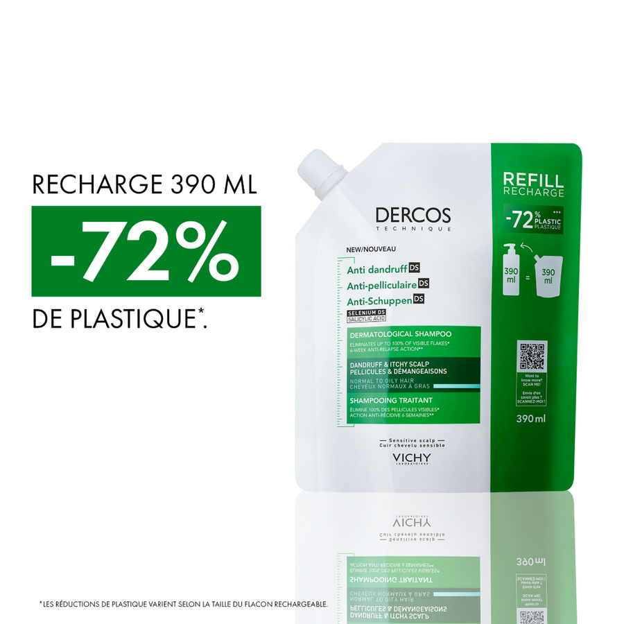 VICHY DERCOS SHAMPOIING DS RECHARGE 390ML CHEVEUX GRAS