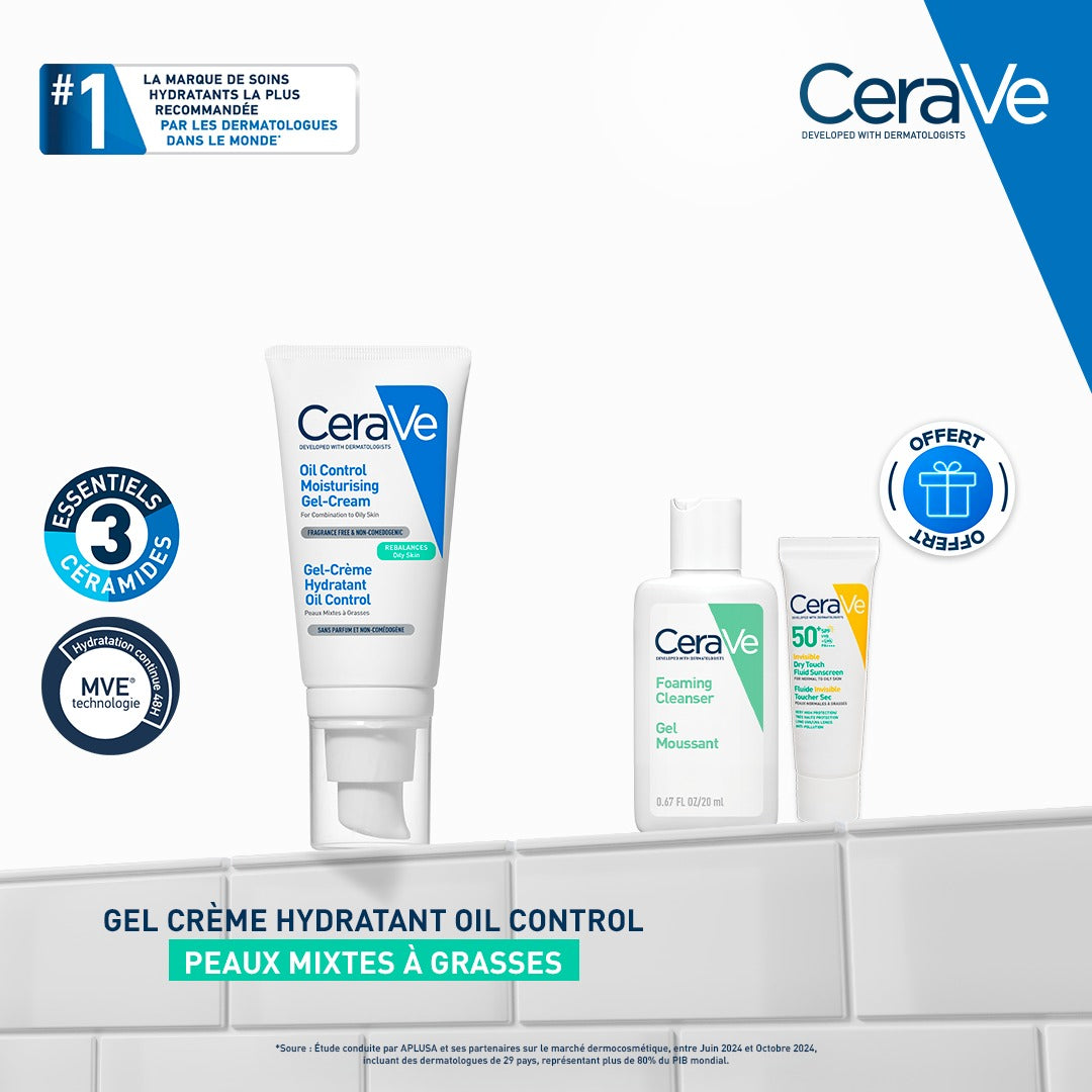 Cerave Gel Creme Oil Control 52 ml = gel moussant 20 ml + fluide invisible toucher sec 8 ml