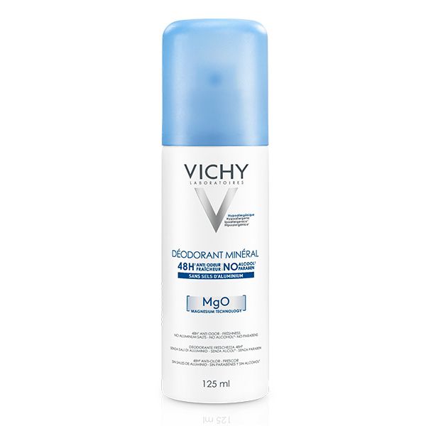 Vichy Dermo-Tolérance Déodorant Minéral 48H Aérosol Sans Sels d'Aluminium Peau Sensible et Réactive | 125ml