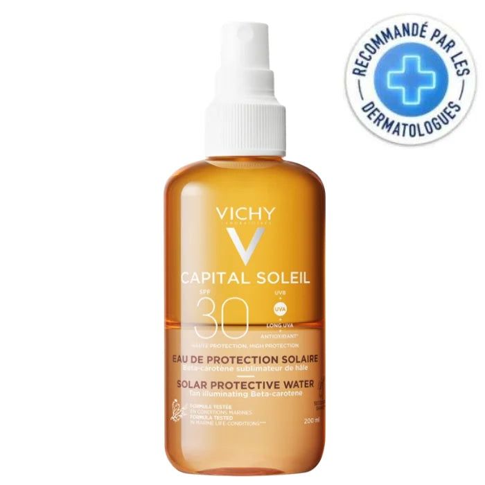 Vichy capital soleil eau de protection solaire spf 30 teint halé achetée = un totebag offert