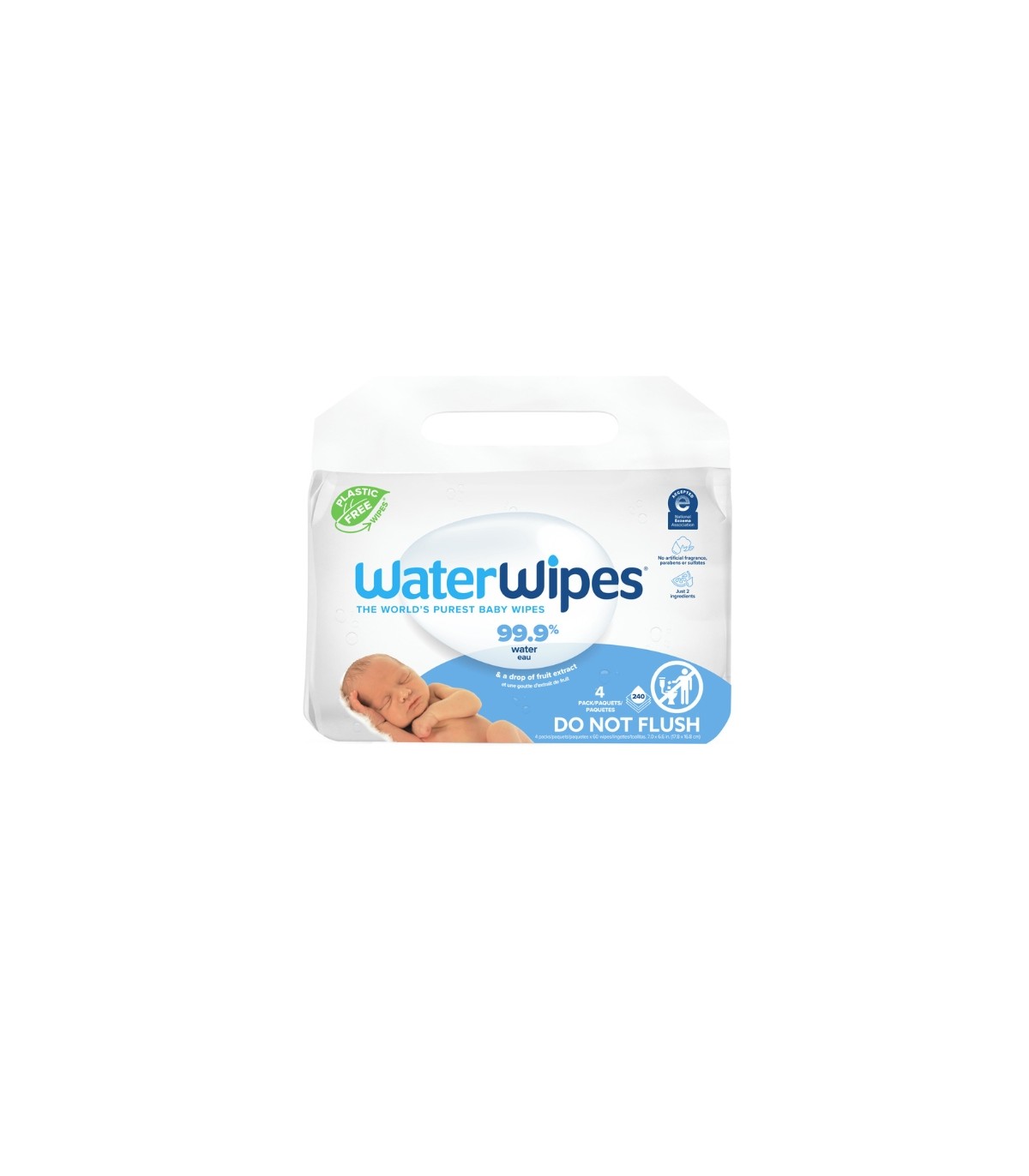 WATERWIPES Lingettes bébé 4X60 Pièces