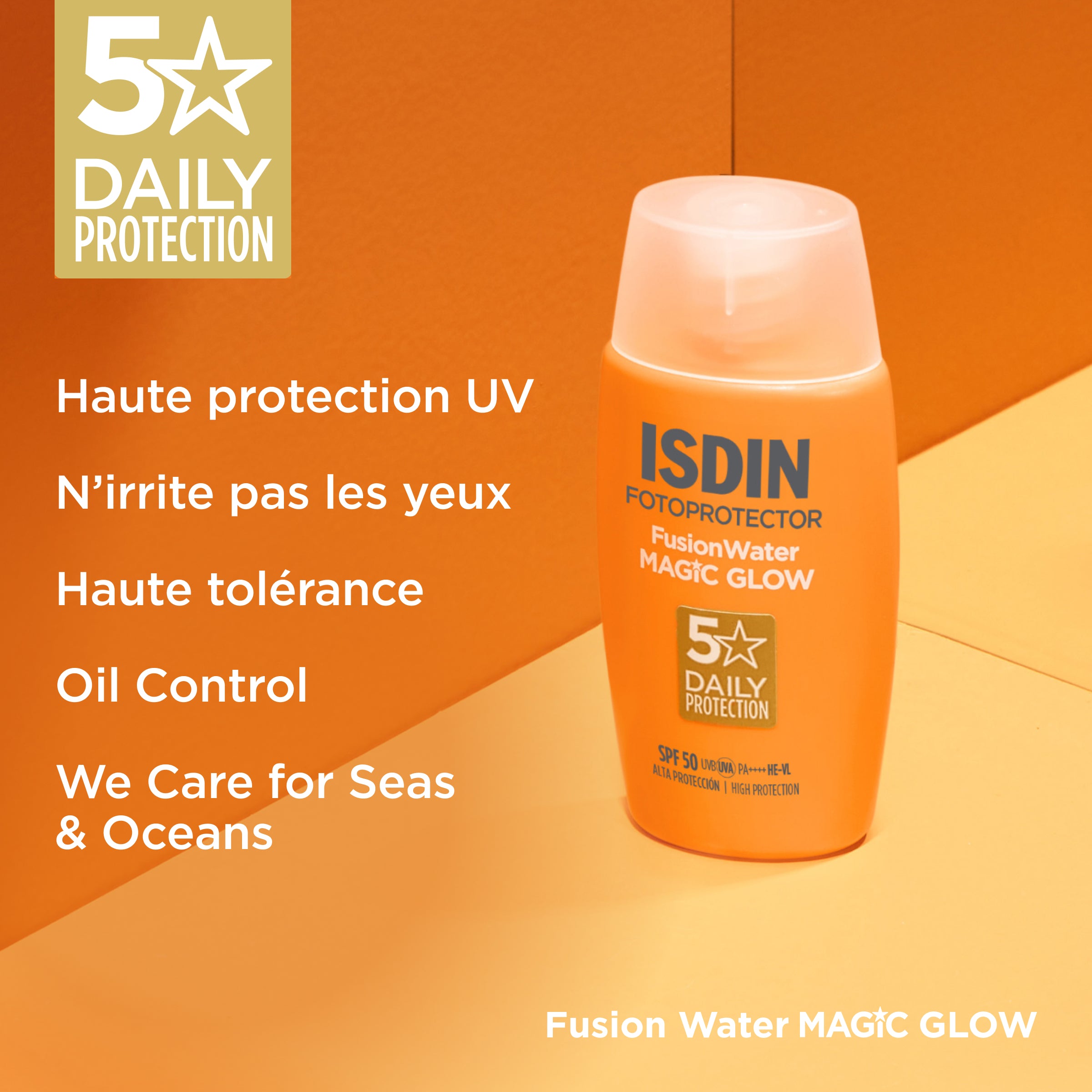 MAGIC GLOW -  Fotoprotector Fusion Water Magic Glow + Eau Micellaire 100 ml Offert