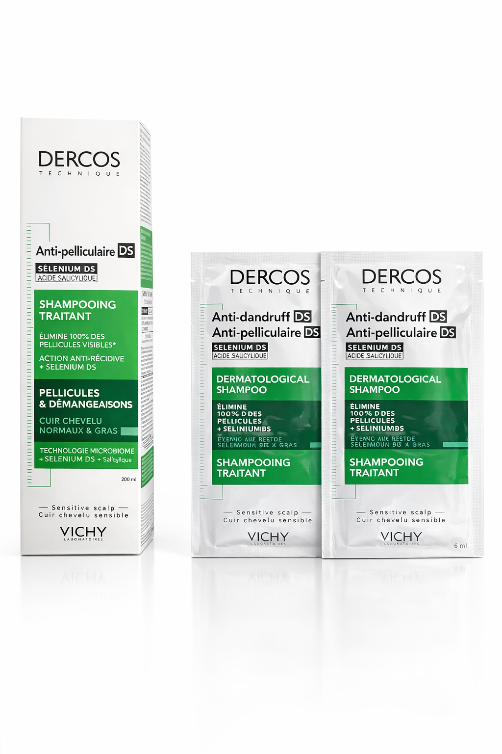 VICHY DERCOS SHP ANTI-PELLICULAIRES DS GRASSES 200ML + 2 MINIATURES OFFERTES