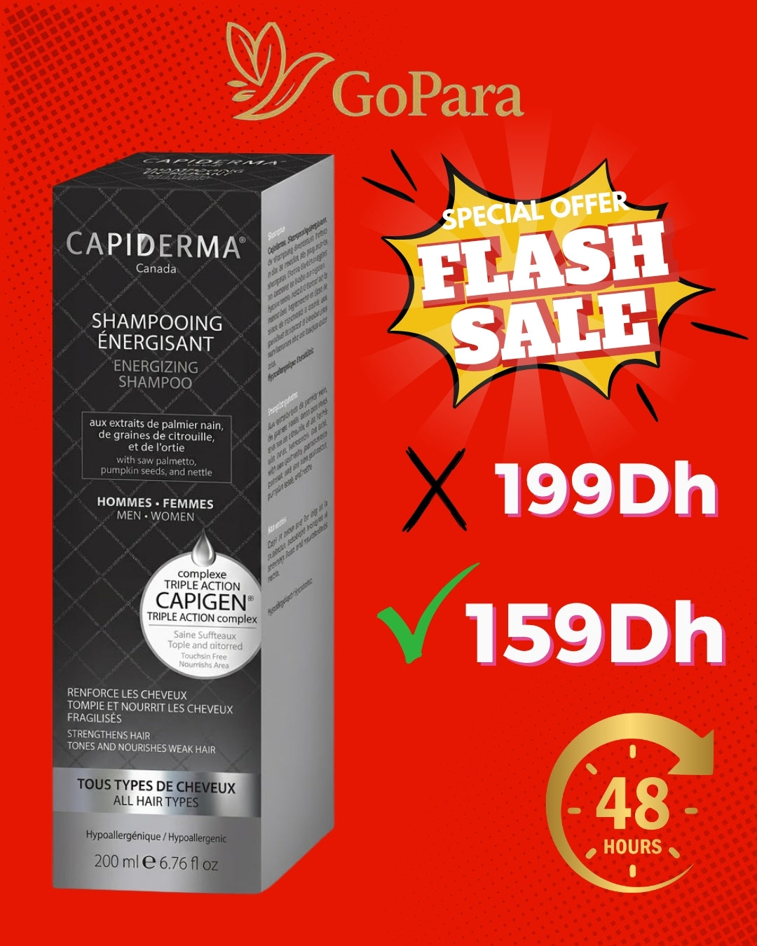 CAPIDERMA SHAMPOING ENERGISANT 200 ML