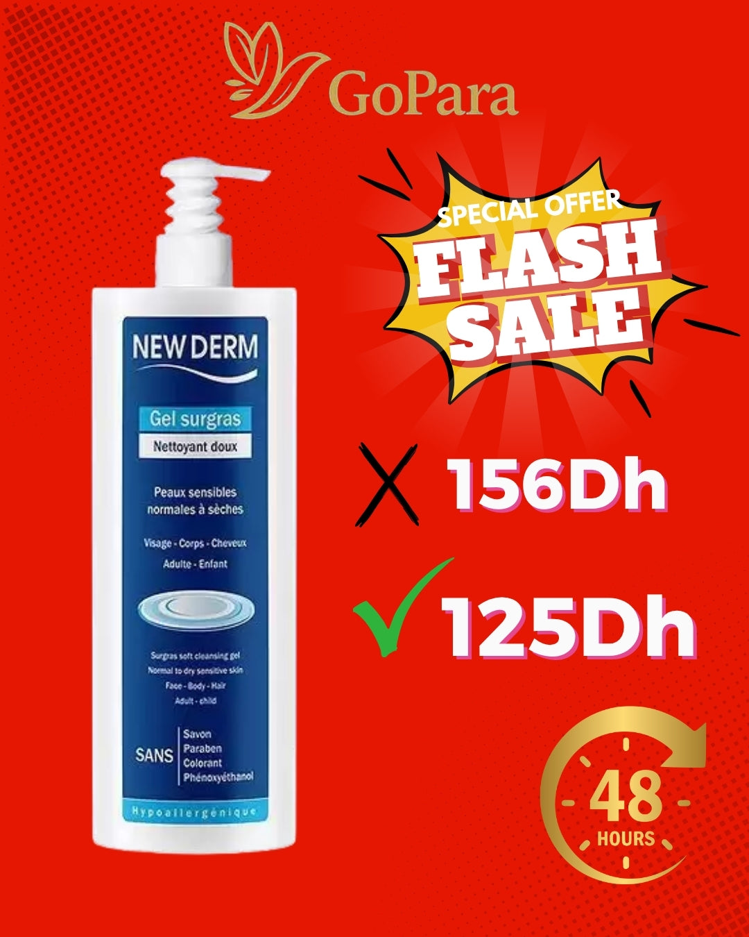 NEW DERM GEL SURGRAS NETTOYANT DOUX