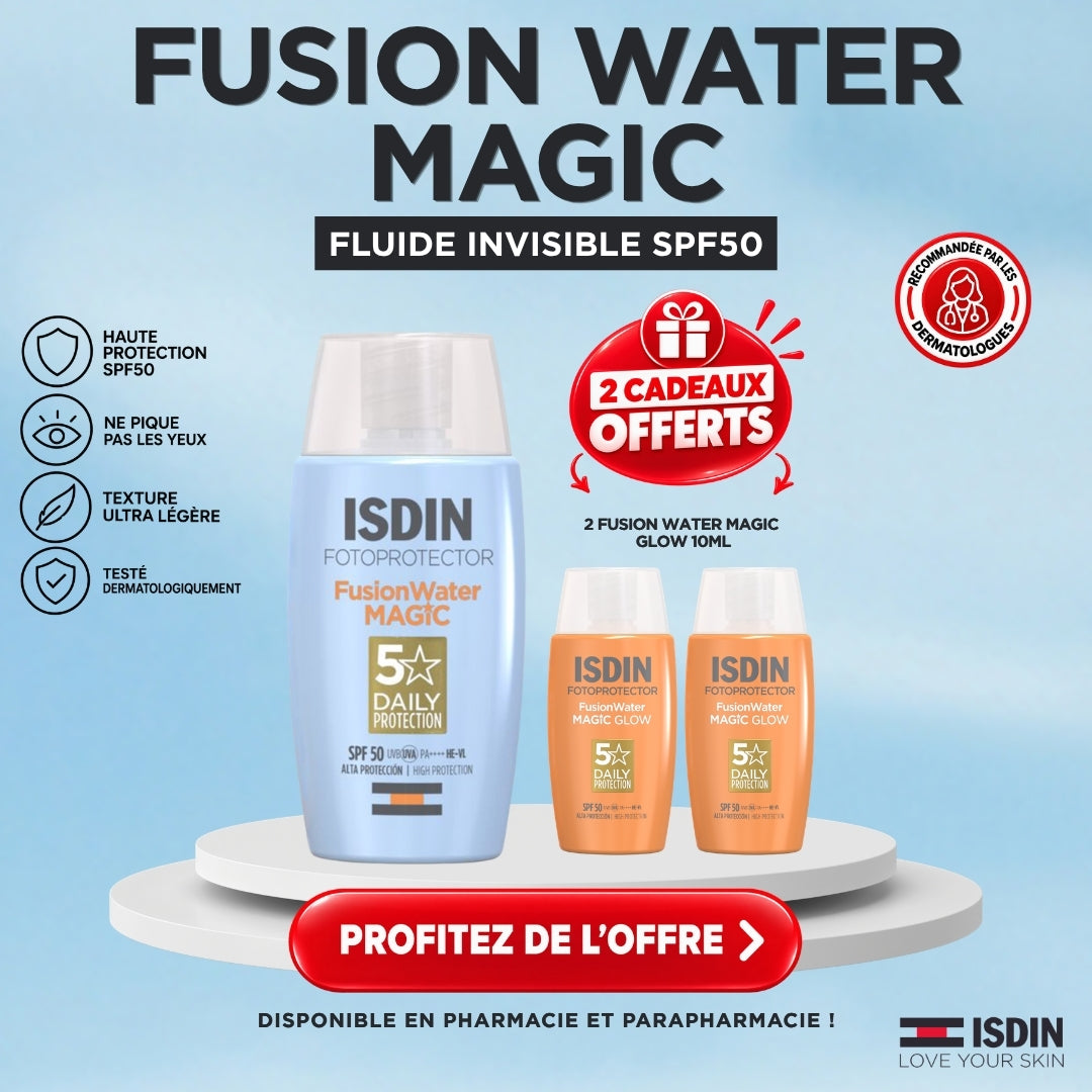 MAGIC INVISIBLE -  Fotoprotector Fusion Water Magic SPF50 + Eau Micellaire 100 ml Offert