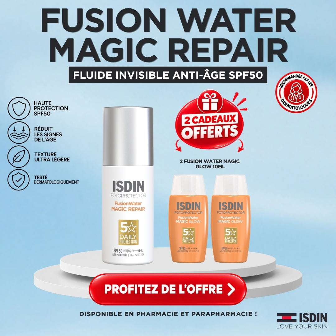 MAGIC REPAIR COLOR -  Fotoprotector Fusion Water Magic Repair SPF50 + Eau Micellaire 100 ml Offert