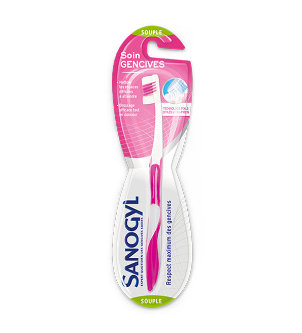 SANOGYL BROSSE À DENTS SOIN GENCIVES SOUPLE: ROSE, BLEU, VERT